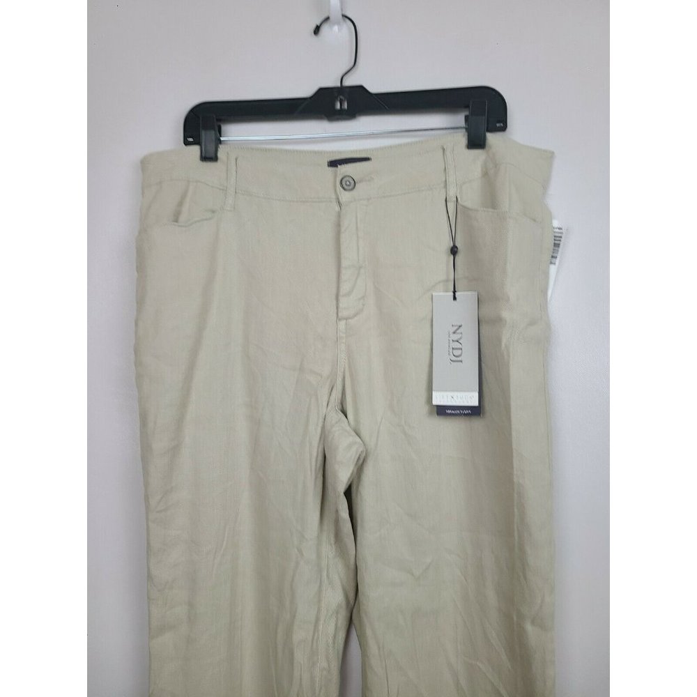 NYDJ Beige Linen Blend Slimming Fit Wide Leg Pants Plus Size 14 - Picture 2 of 7